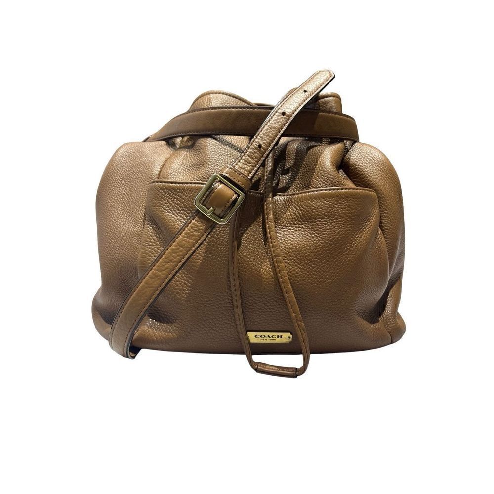 Coach Womens Casual Toggle  Closure Bucket Crossbody Bag Brown